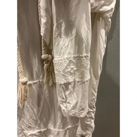 POL Hoodie Rope Drawstring White Pullover Top Whimsical Sleeve Women's Size: S - Picture 3 of 6